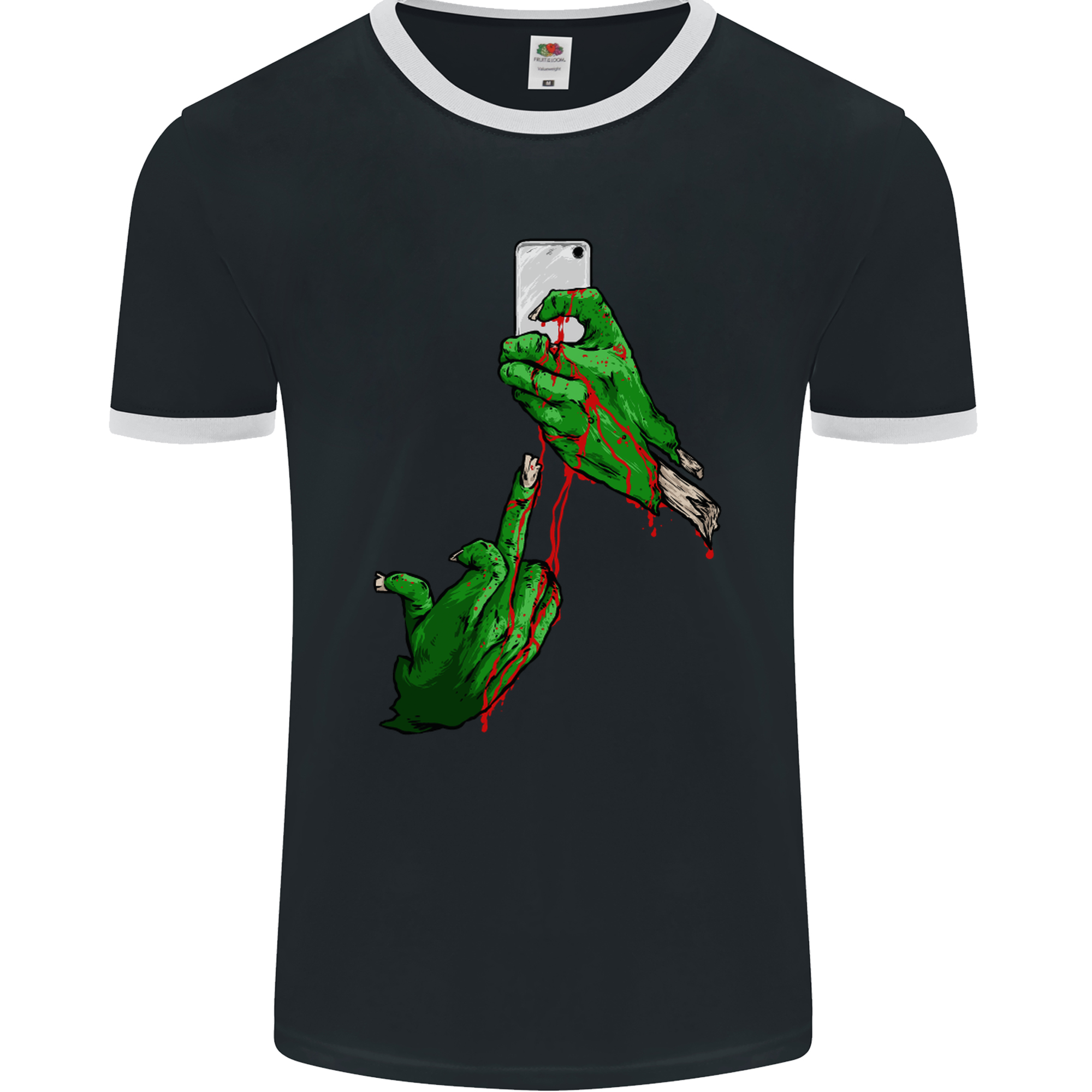 Zombie Selfie Funny Halloween Horror Mens Ringer T-Shirt FotL