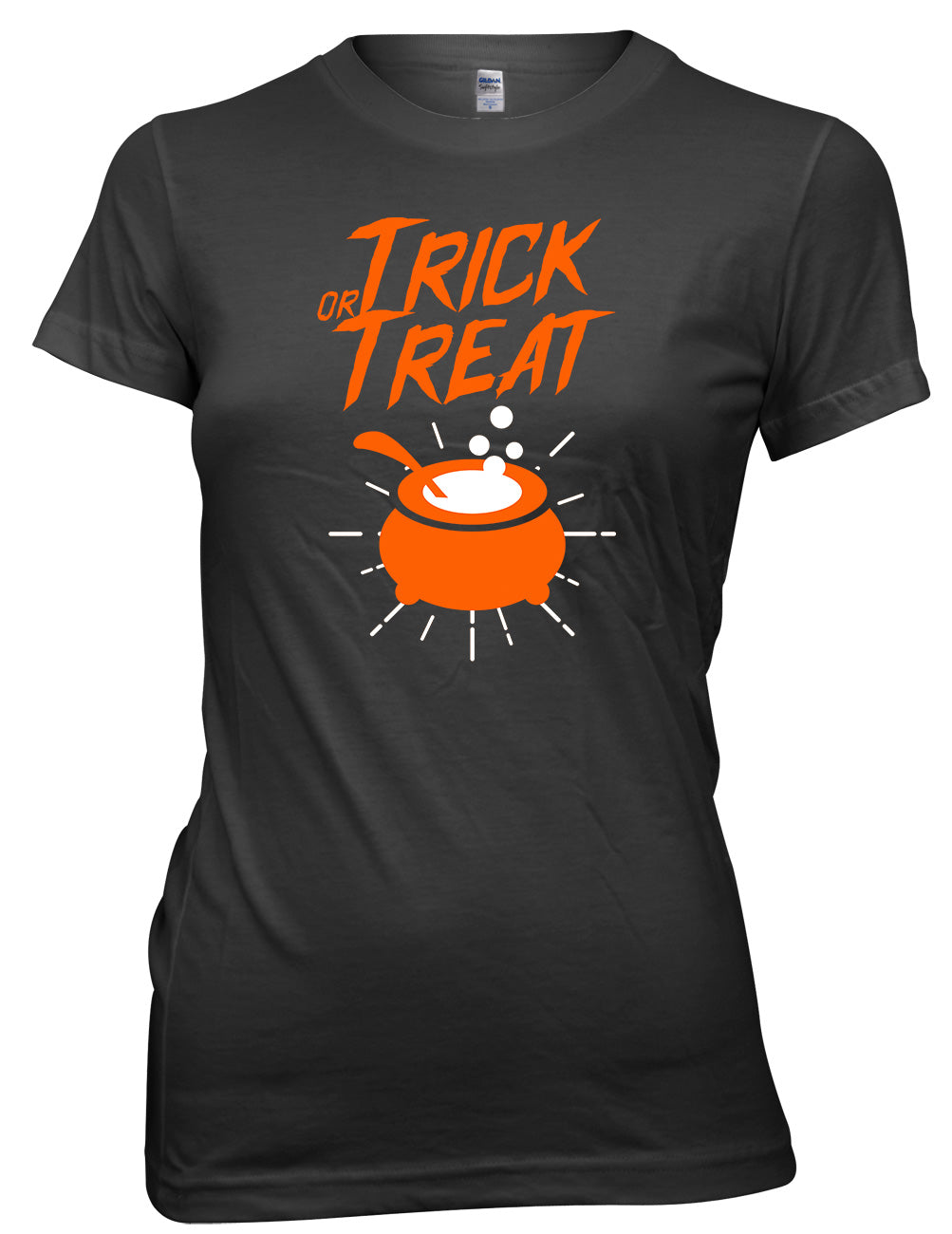 Halloween Trick Or Treat Couldron Womens Ladies Funny T-Shirt