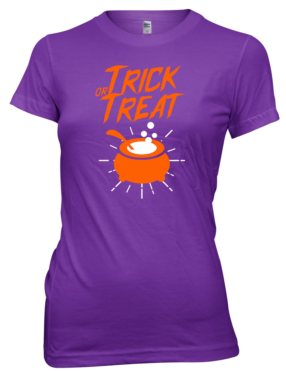 Halloween Trick Or Treat Couldron Womens Ladies Funny T-Shirt