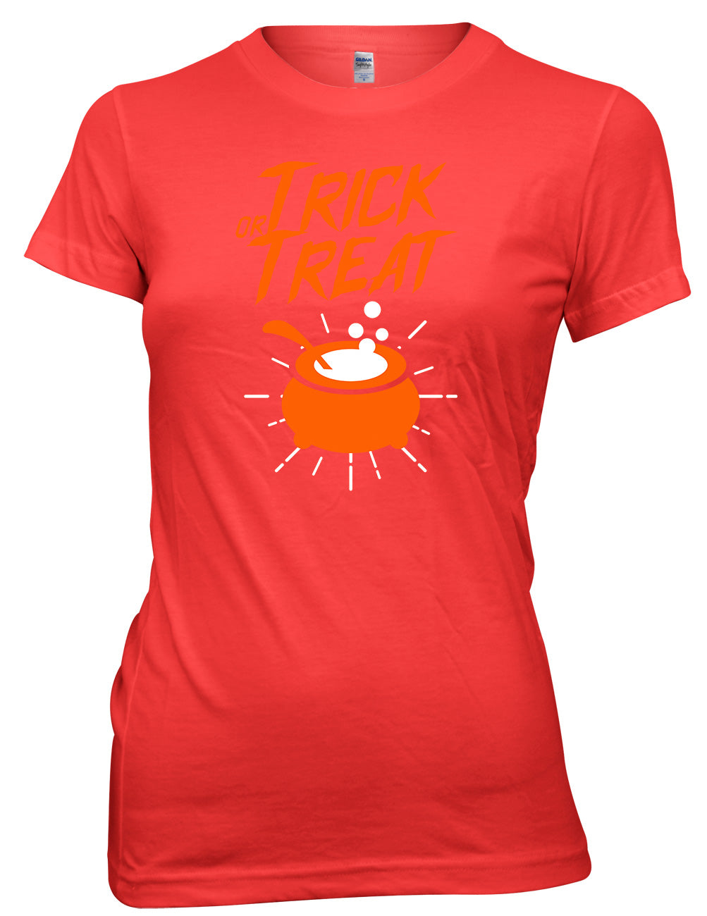 Halloween Trick Or Treat Couldron Womens Ladies Funny T-Shirt