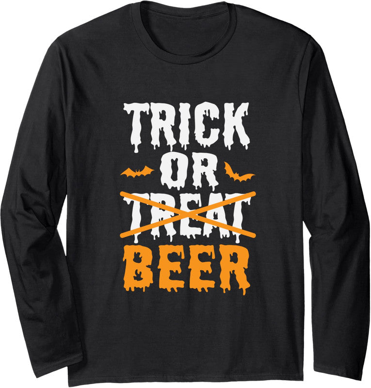 Trick Or Treat Funny Halloween Beer Drinking Long Long Sleeve Tshirt