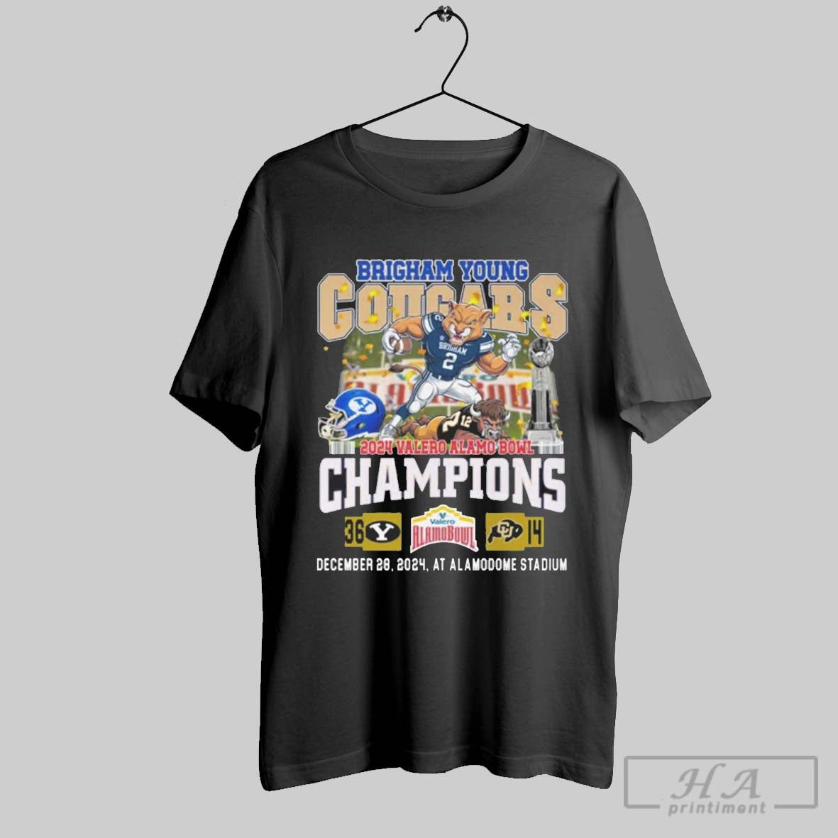 Brigham Young Cougars 2024 Valero Alamo Bowl Champions At Alamodome Stadium Shirt
