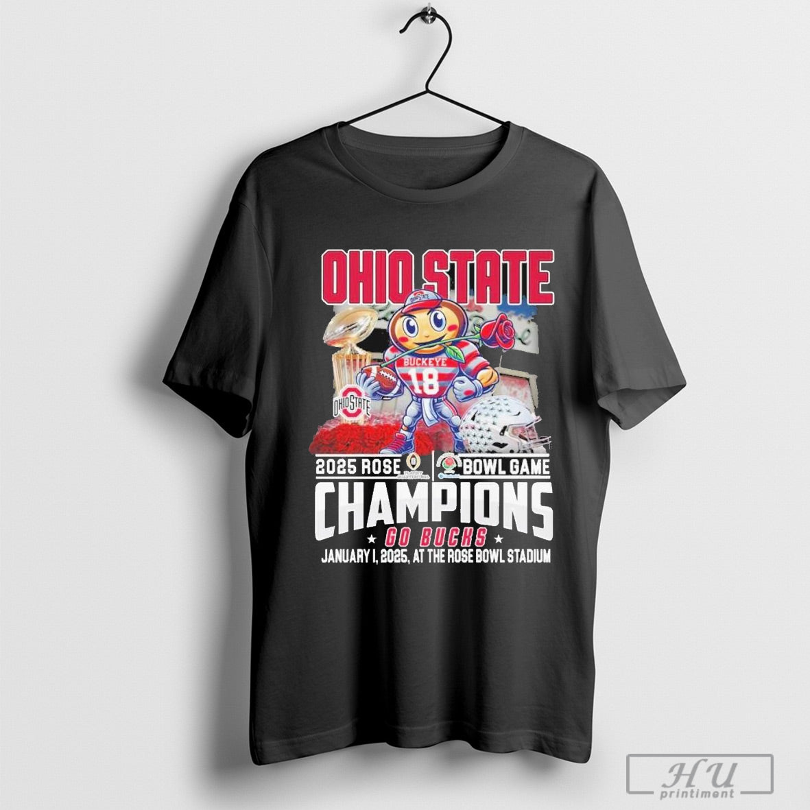 Ohio State Buckeyes 2025 Rose Bowl Game Champions Go Bucks T Shirt