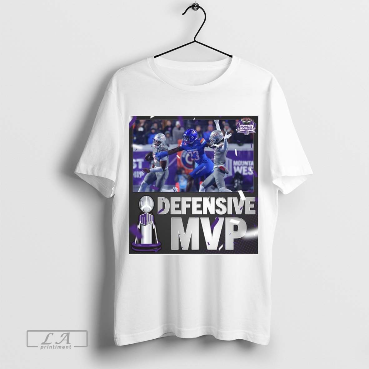 Official Poster Seyi Oladipo Boise State Broncos Defensive Mvp Old Trapper 2024 Mountain West Football Championship