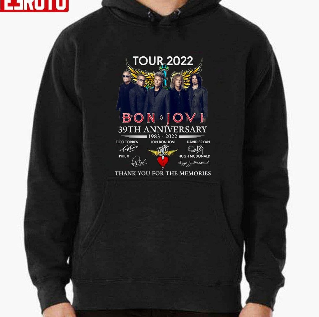 39th Anniversary Bon Jovi 1993 2022 Signatures Thank You Memories Unisex T-Shirt
