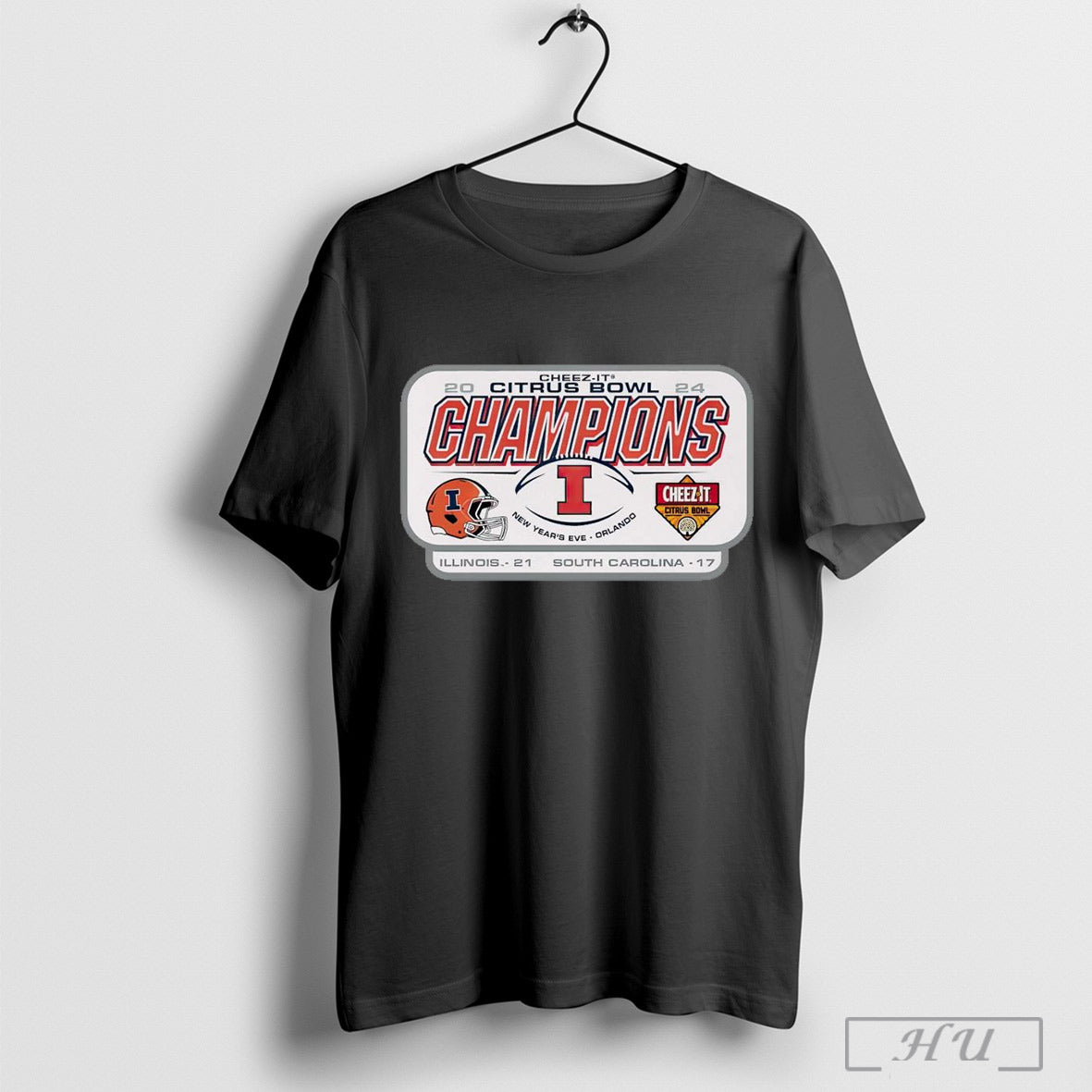 2024 Cheez It Citrus Bowl Champs Illinois Fighting Illini Vs South Carolina Gamecocks 21 17 Score T Shirt