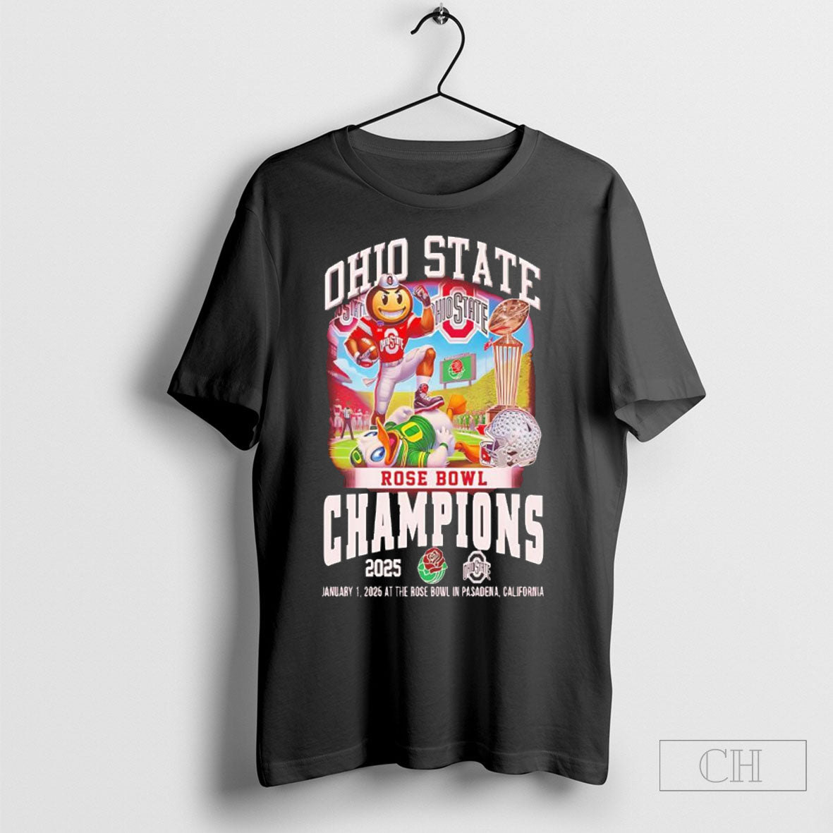 Ohio State Buckeyes Beat Oregon Duck Rose Bowl Champions 2025 Mascot Shirt