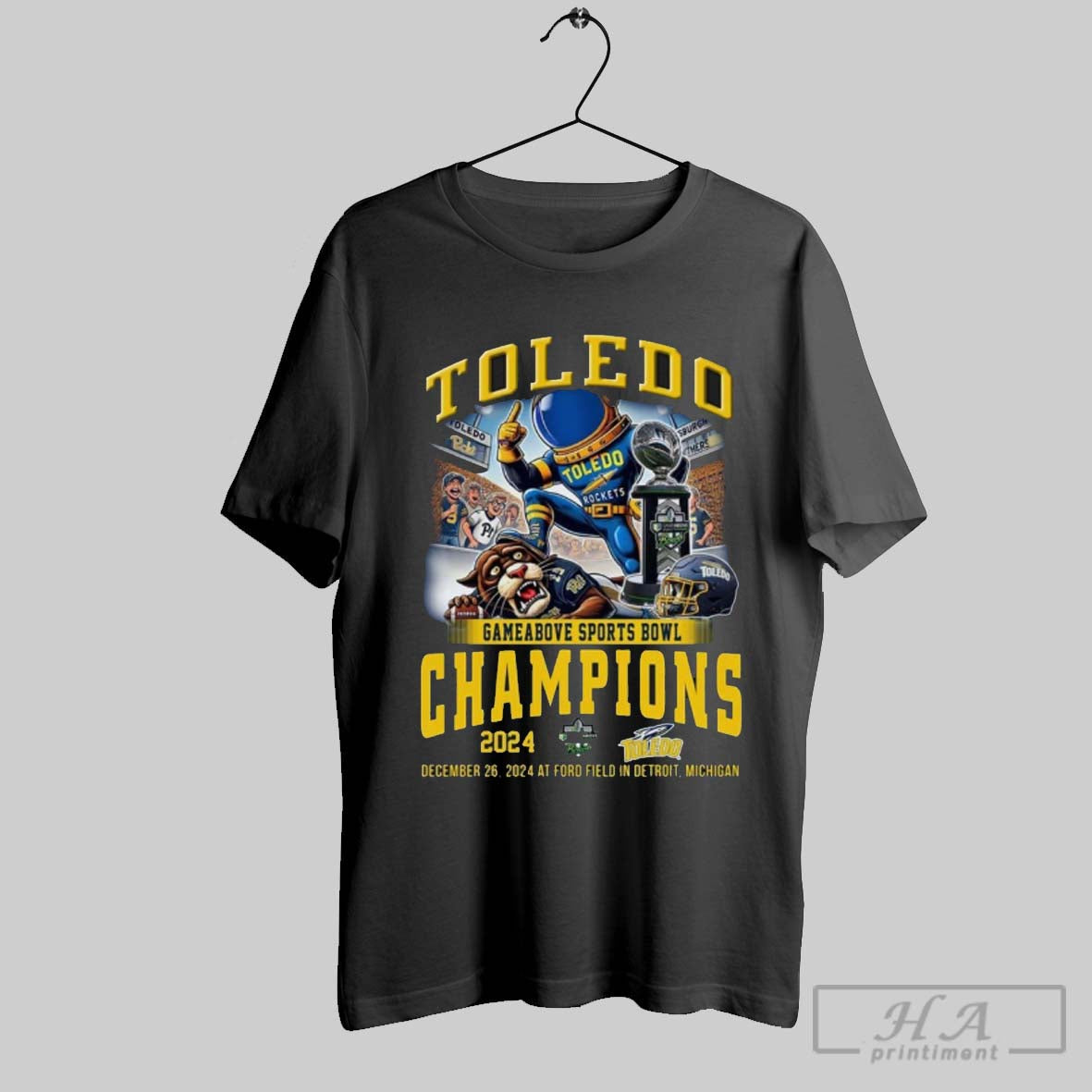 Official Toledo Rockets Gameabove Bowl Champions 2024 Celebrating T Shirts