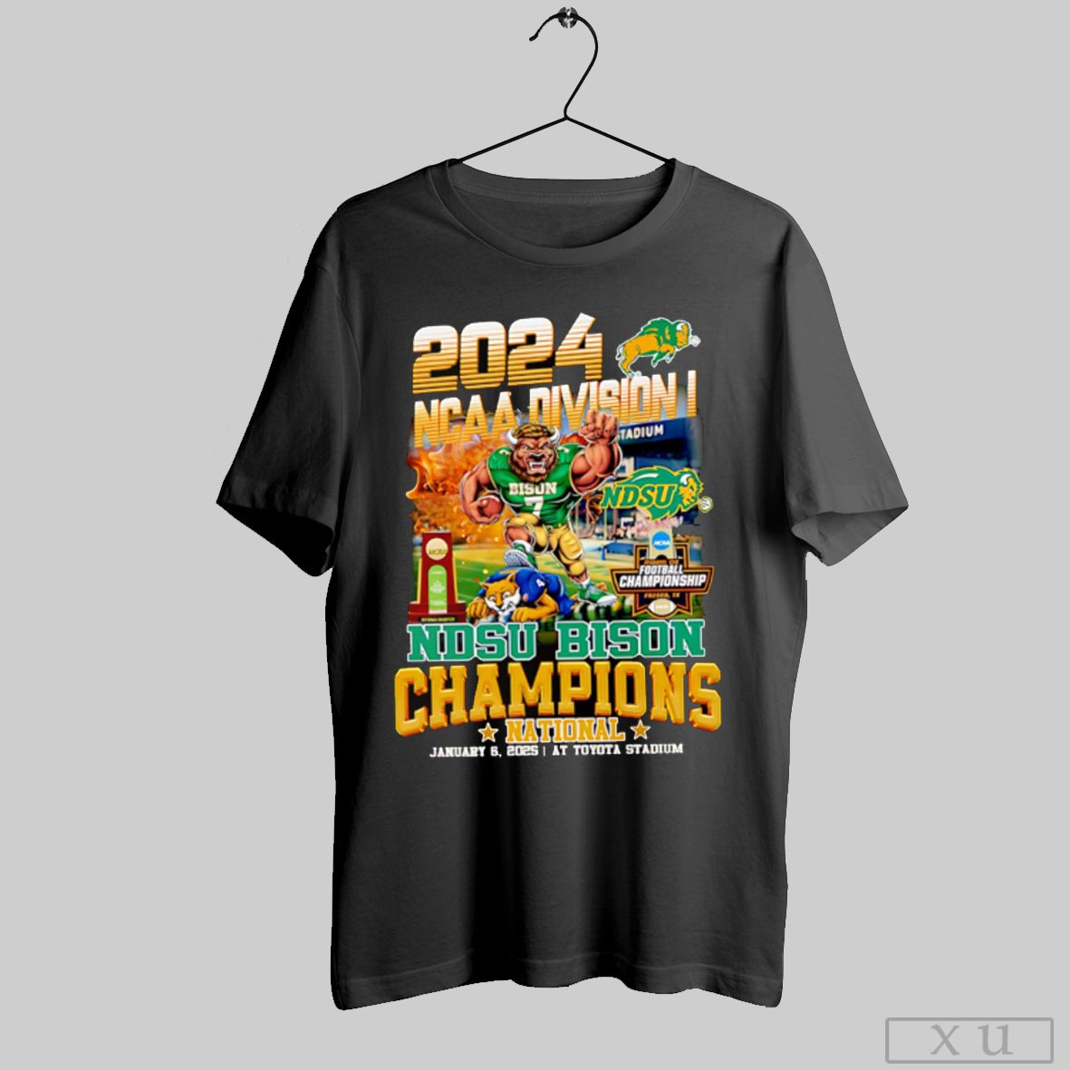 2024 Ncaa Division I Ndsu Bison Champions Mascot Shirt