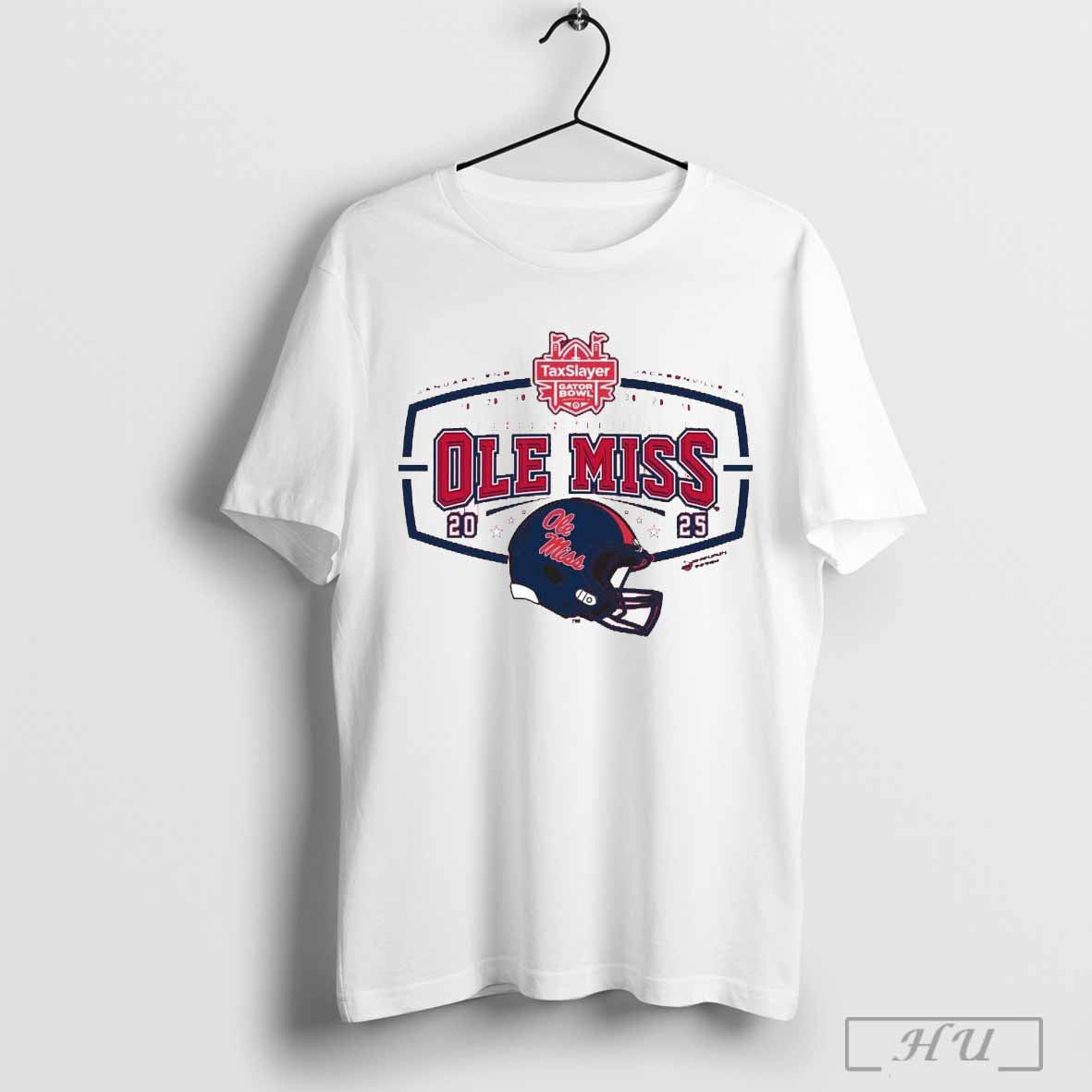 2025 Ole Miss Rebels Taxslayer Gator Bowl January 2nd Jacksonville Fl Helmet T Shirt
