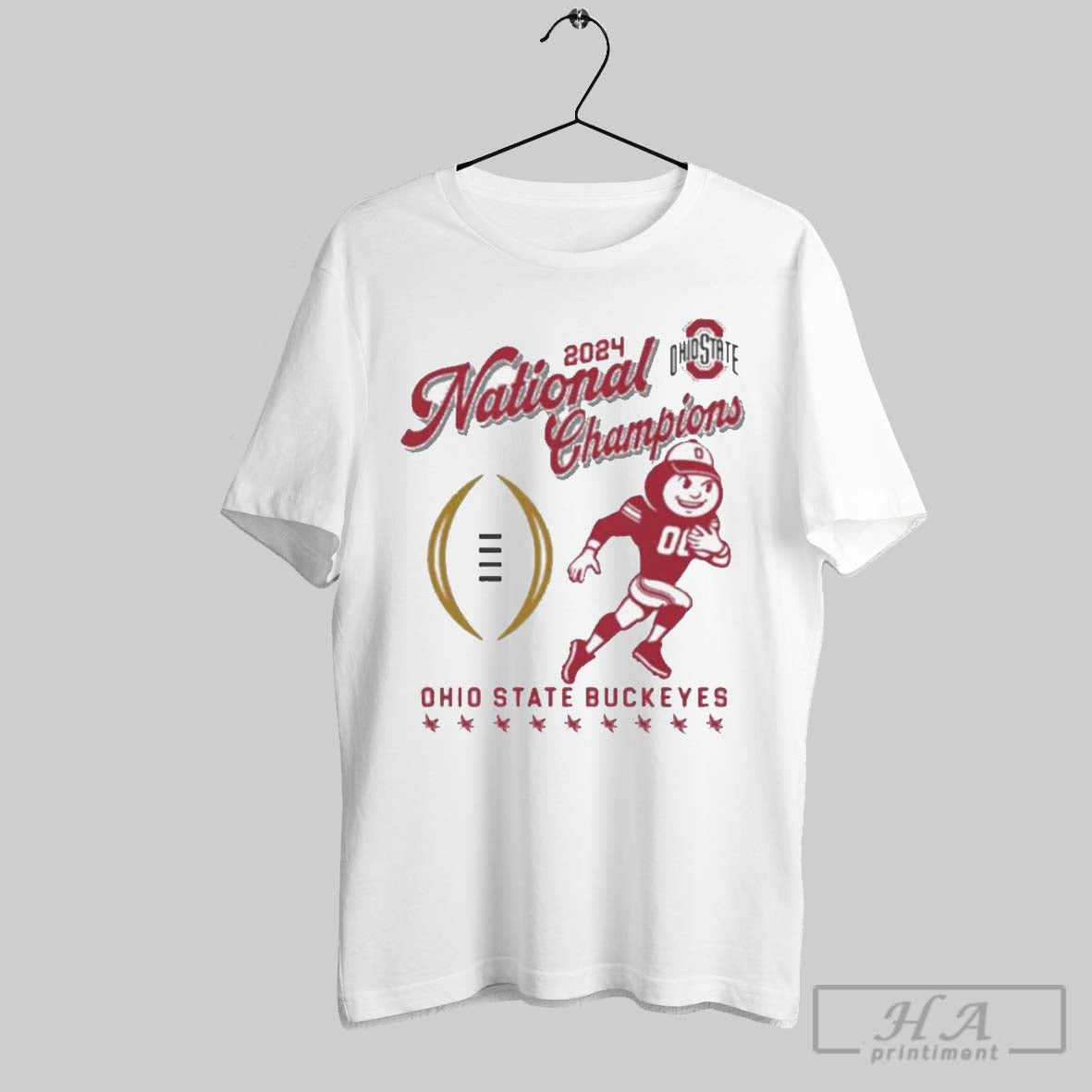 Ohio State Buckeyes College Football Playoff 2024 National Champions Oatmeal Mascot T Shirt