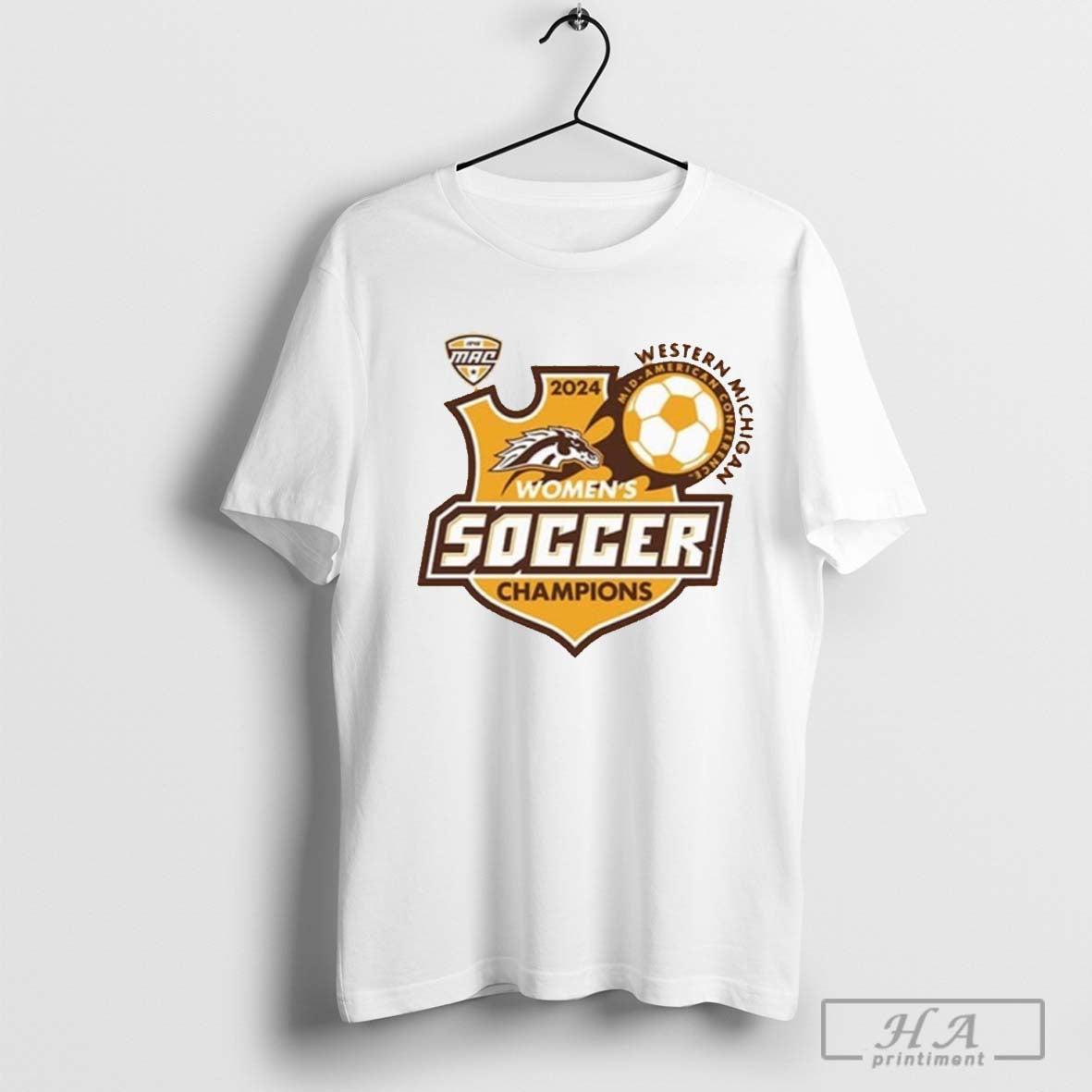 Official Western Michigan Broncos Gold 2024 MAC Womens Soccer Champions Shirt