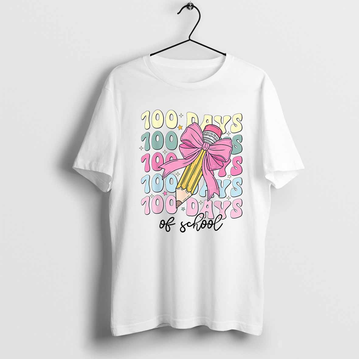 100 Days Of School Girls Coquette Bow 100th Day Of School T Shirts