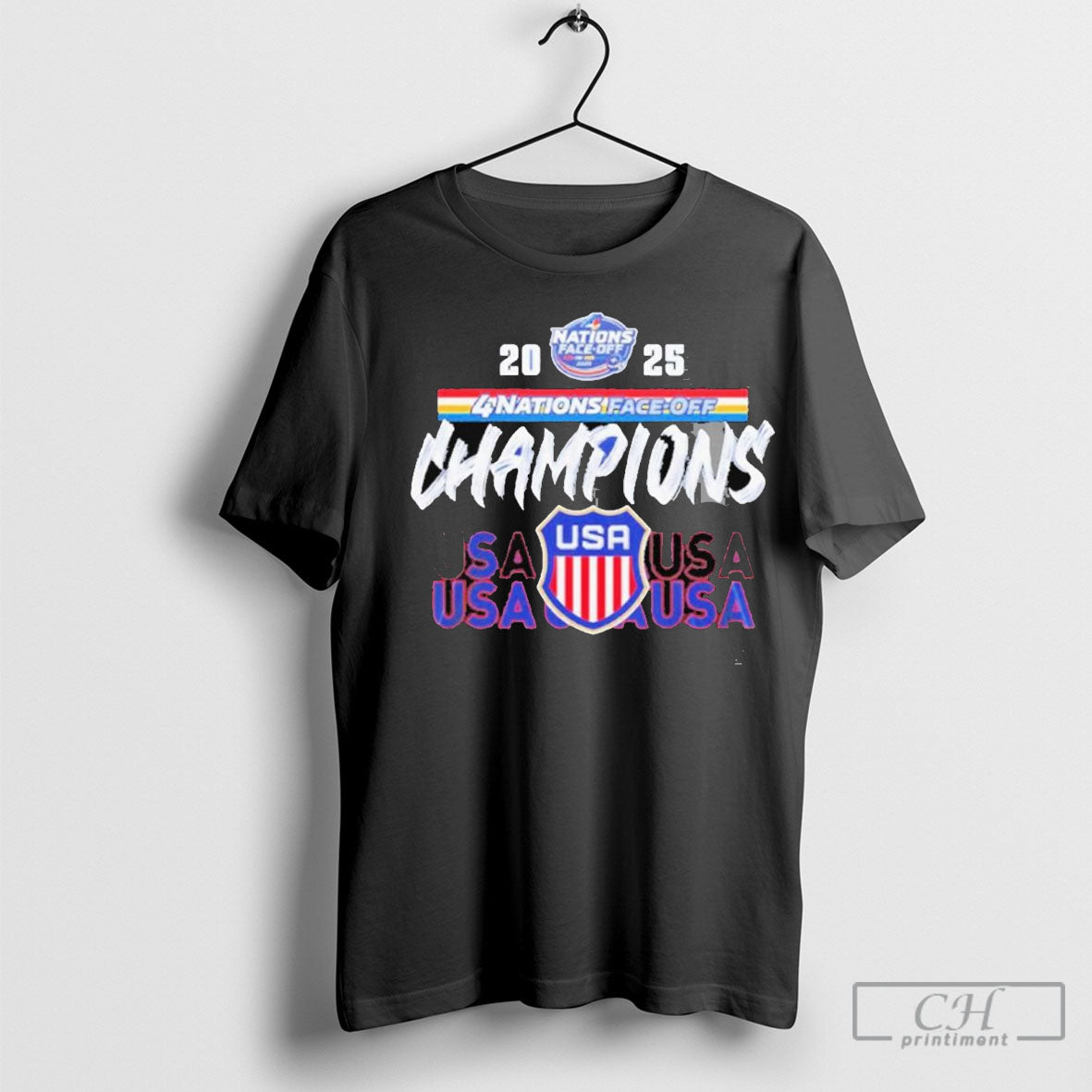 Official Usa Hockey 2025 National Face Off Champions Trophy Roster Shirt