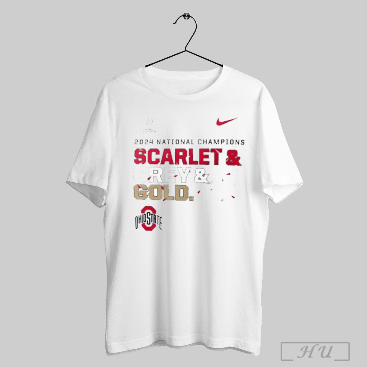 Ohio State Buckeyes 2024 National Champions Scarlet Grey Gold Shirt Sweatshirt Hoodies Poster