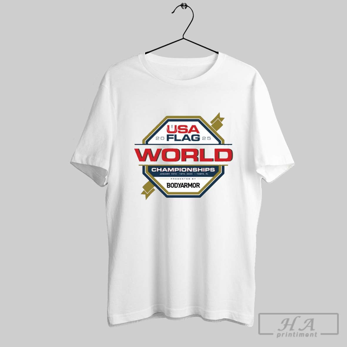 Official Usa Flag 2025 World Championships Bodyarmor Jan 15 19 2025 Tampa Fl T Shirt