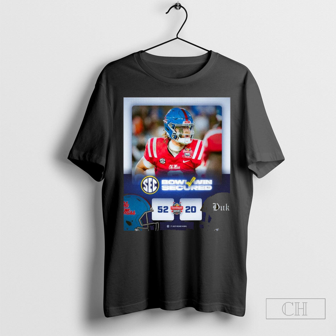 Ole Miss Rebels Vs Duke Blue Devils 52 20 Score Taxslayer Gator Bowl Champions Bowl Win Secured Poster T Shirt