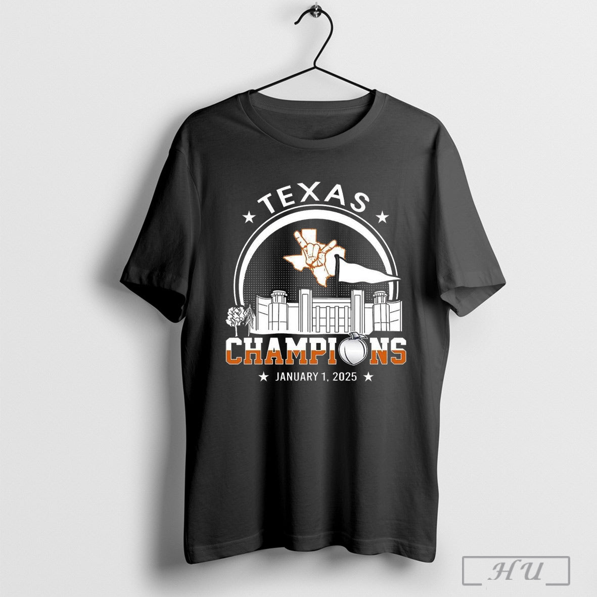 Official Texas Longhorns Football January 1 2025 Rose Champions Skyline T Shirt