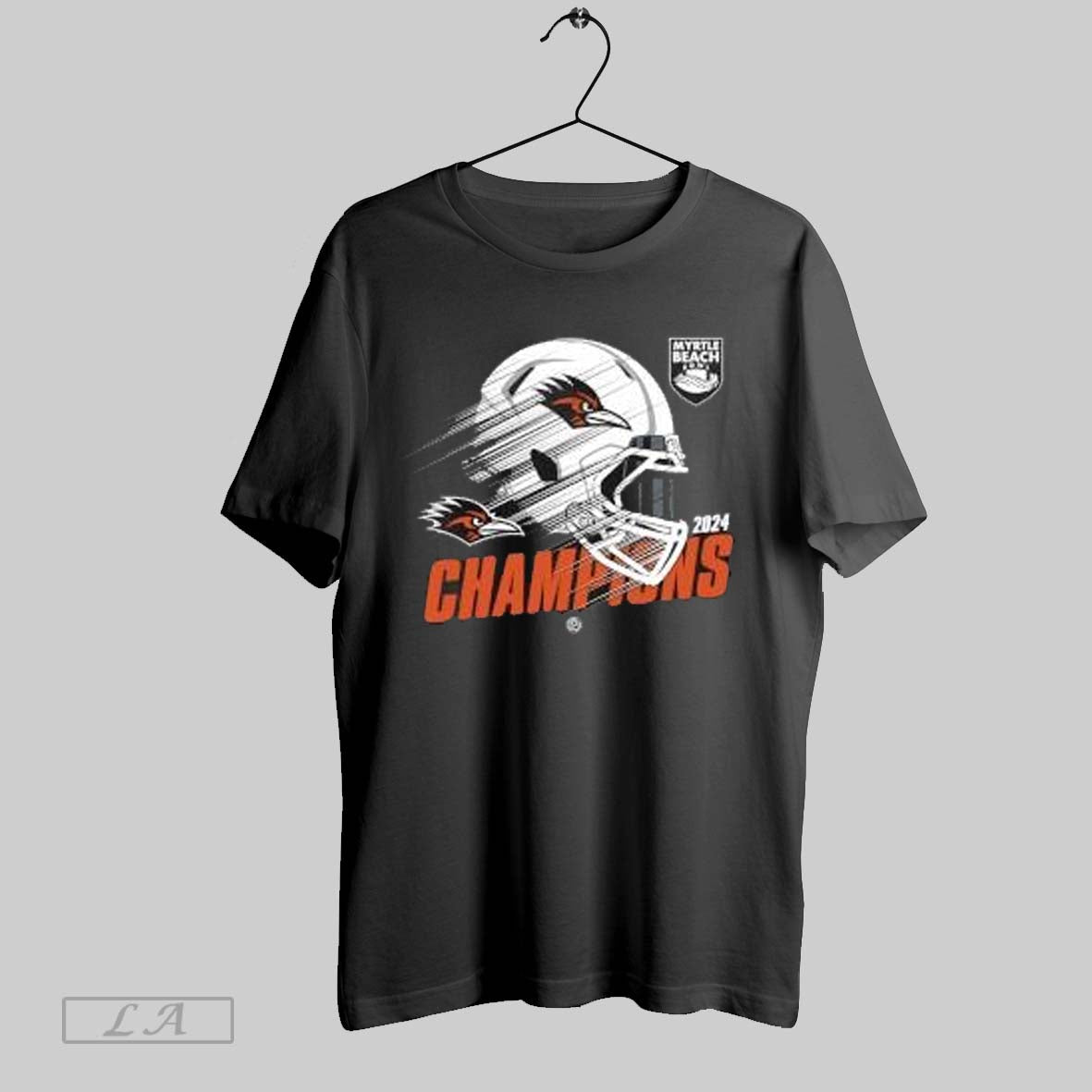 Official Utsa Roadrunners Football 2024 Myrtle Beach Bowl Champions Helmet Shirt