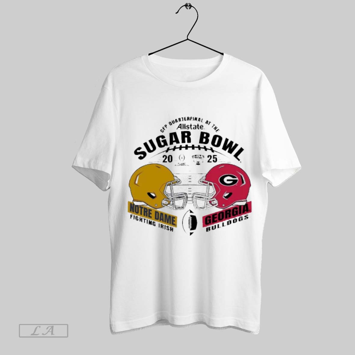 2024 25 Cfp Quarterfinal Georgia Bulldogs Vs Notre Dame Fighting Irish Dueling Helmet T Shirts