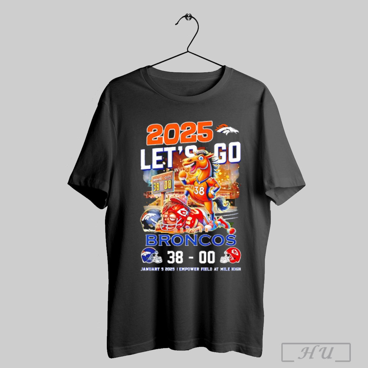 2025 Lets Go Denver Broncos Mascots T Shirt Sweatshirt