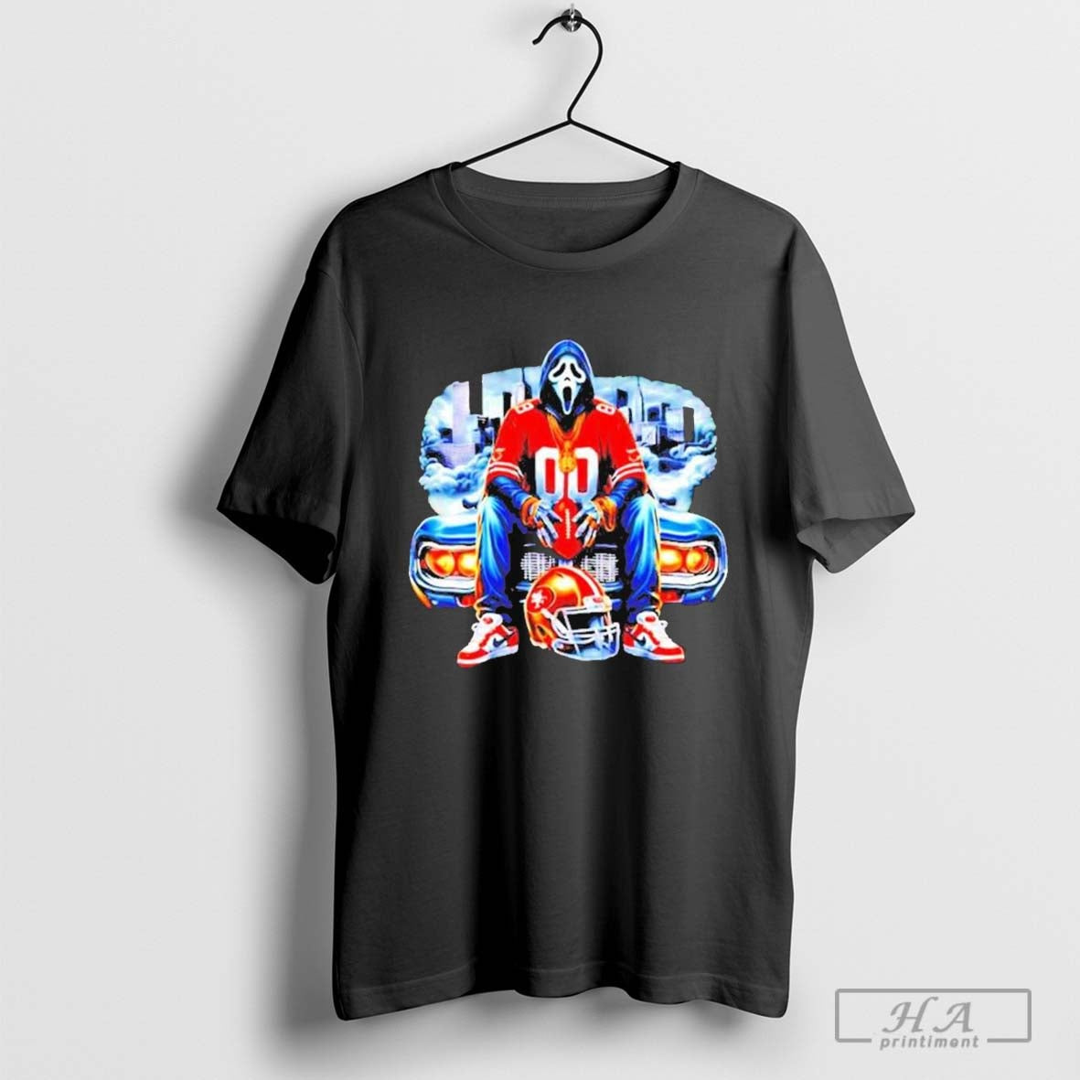 Top Scream Mask Face X San Francisco 49Ers Halloween T-Shirt