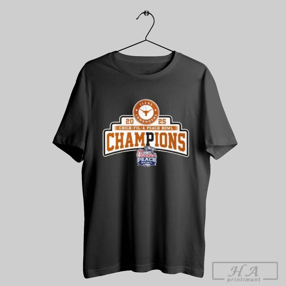 Official Texas Longhorns Football 2025 Chick Fil A Peach Bowl Champions T Shirt