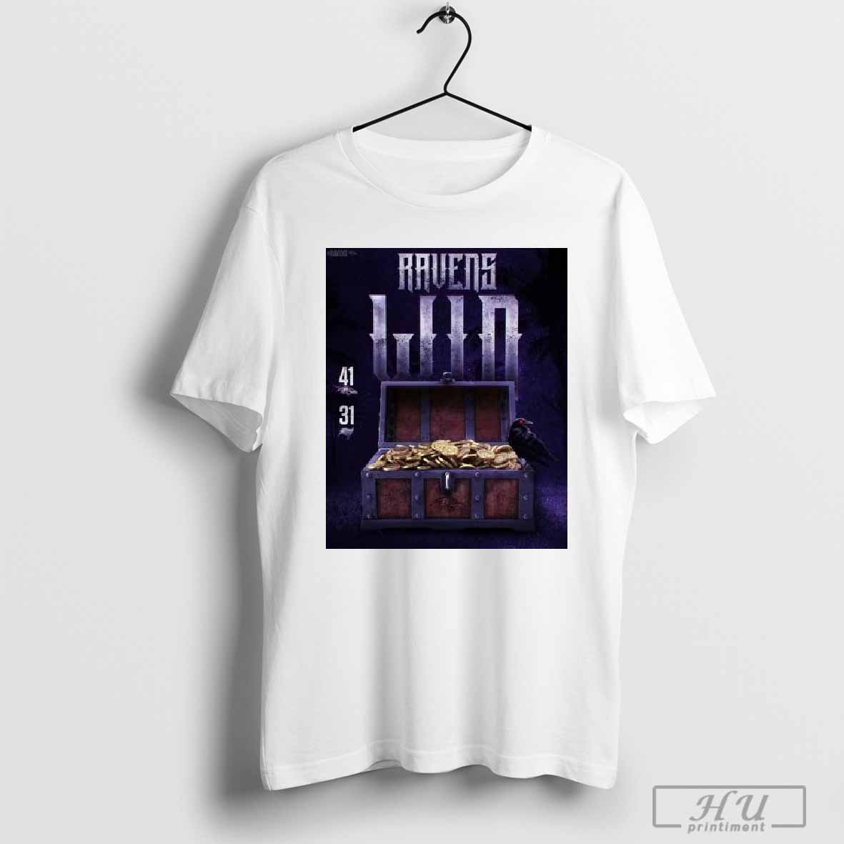 2024 Poster Final Baltimore Ravens 41 – 31 Tampa Bay Buccaneers NFL Ravens Win Scored The Treasure T-shirt