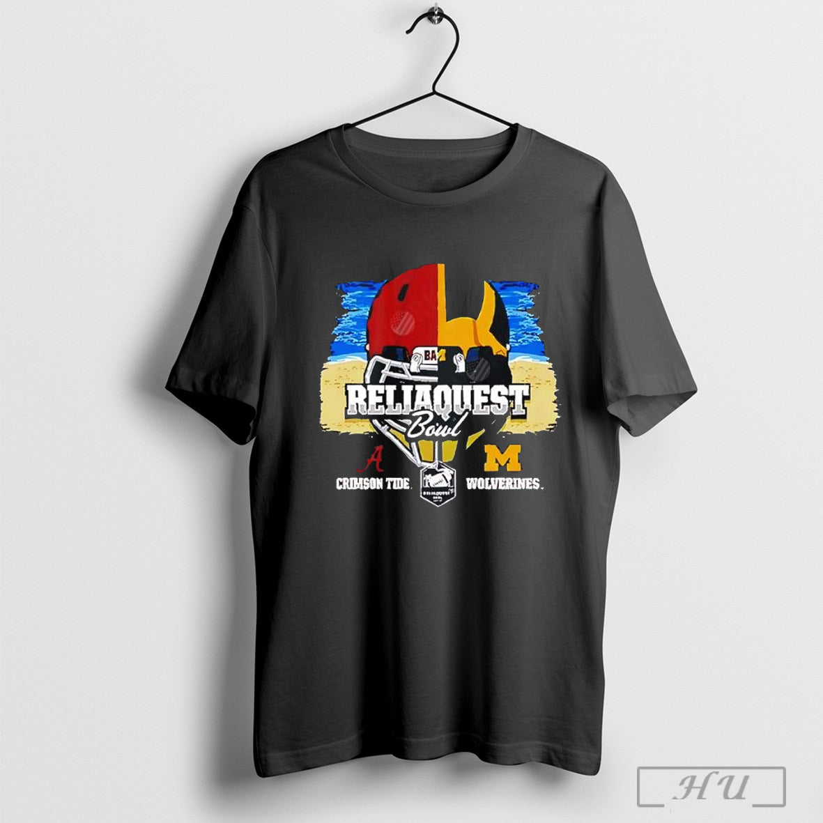 2024 Reliaquest Bowl Alabama Crimson Tide Football Head To Head Michigan Wolverines Football Helmet Shirt