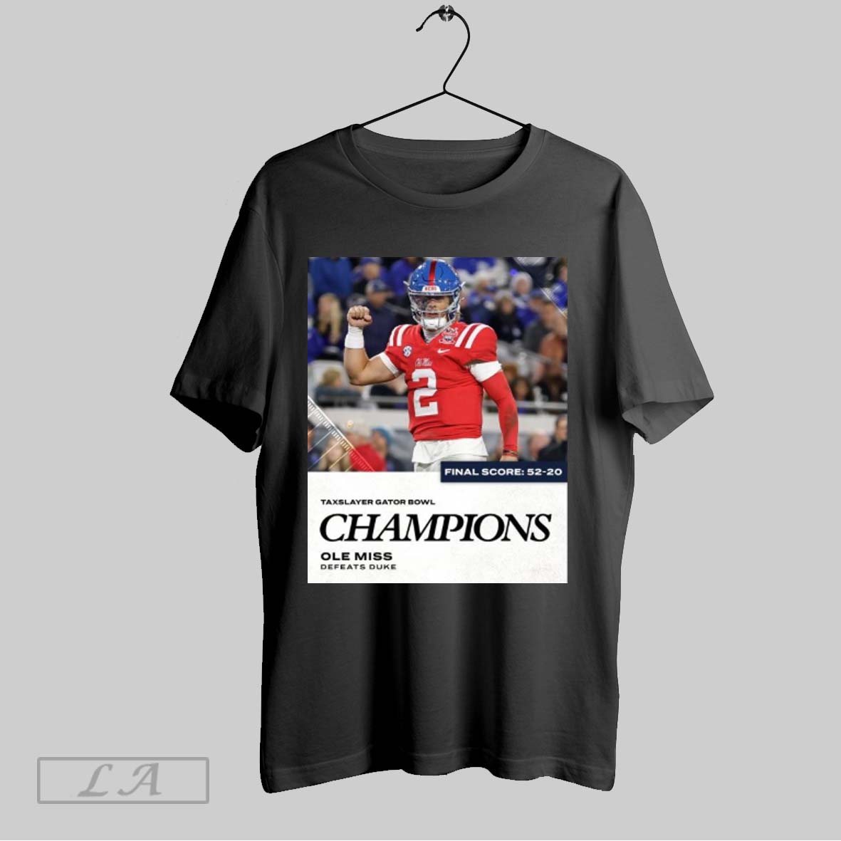 Official Poster Ole Miss Defeats Duke Final Score 52 20 Taxslayer Gator Bowl Football Champions 2025 Espn College T Shirt