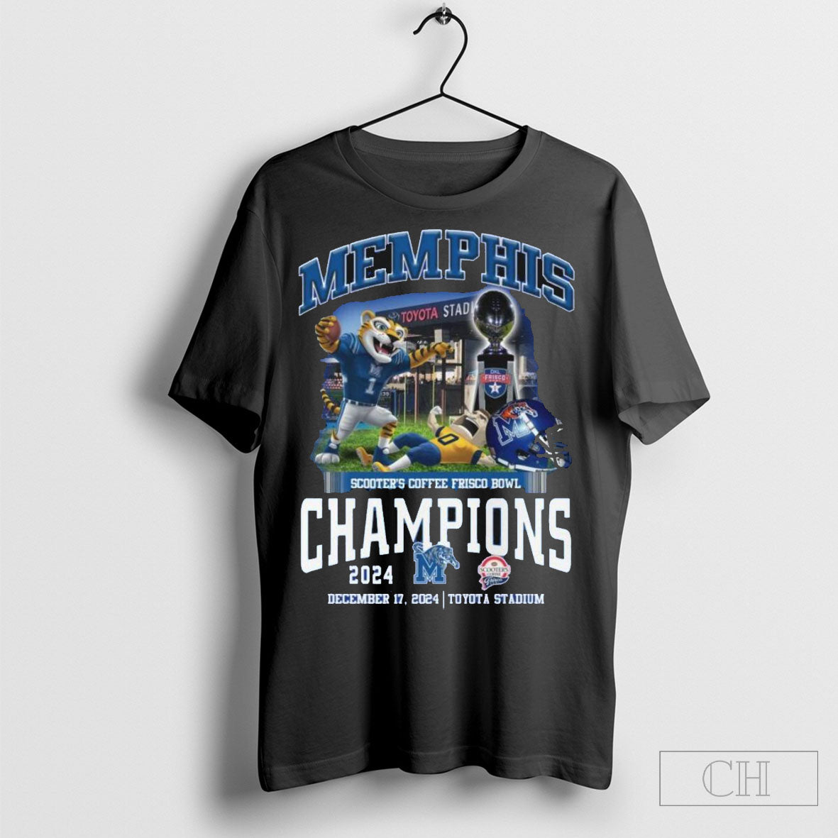 Official Scooters Coffee Frisco Bowl Champions 2024 Ncaa Memphis Tigers Shirt