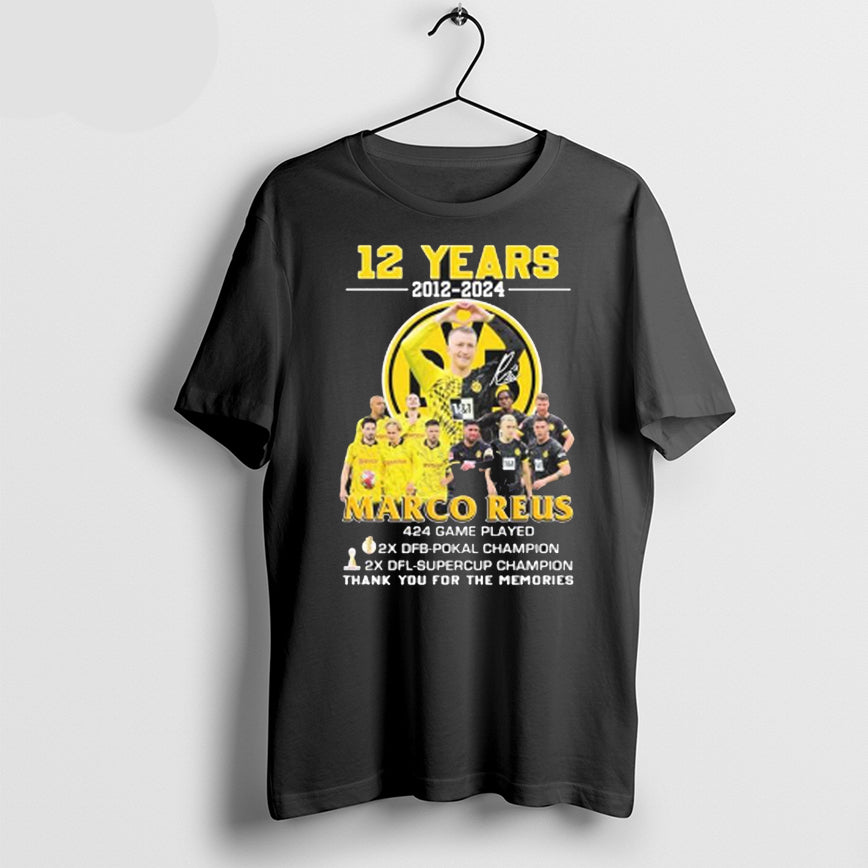 12 Years 2012 2024 Marco Reus 424 Game Played Thank You For The Memories Signature Shirt