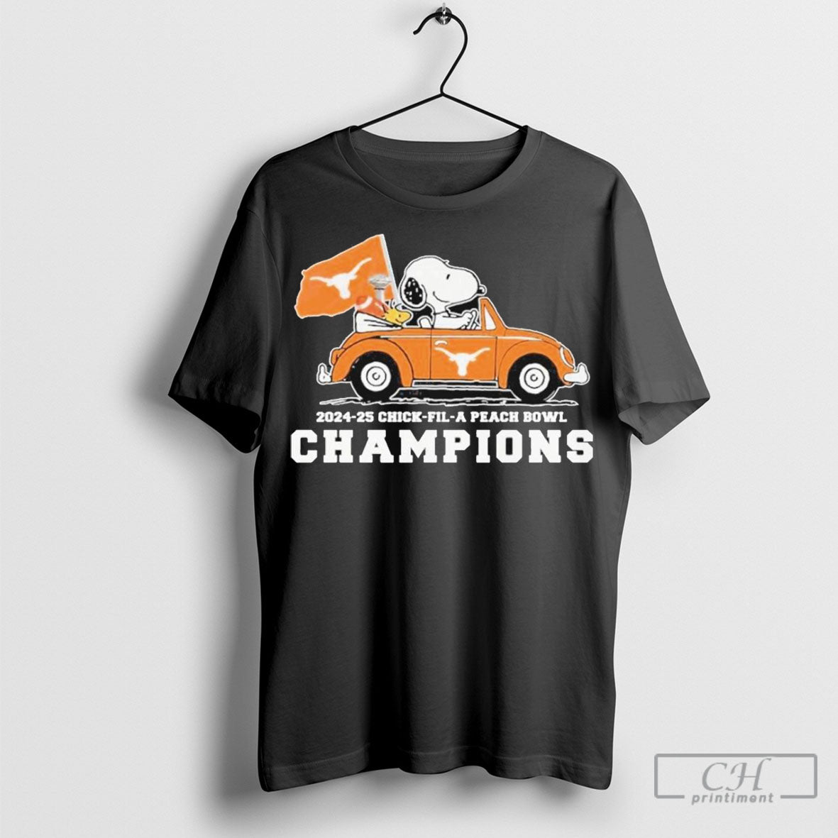 Official Texas Longhorns 2024 25 Chick Fil A Peach Bowl Champions Celebrating Shirts