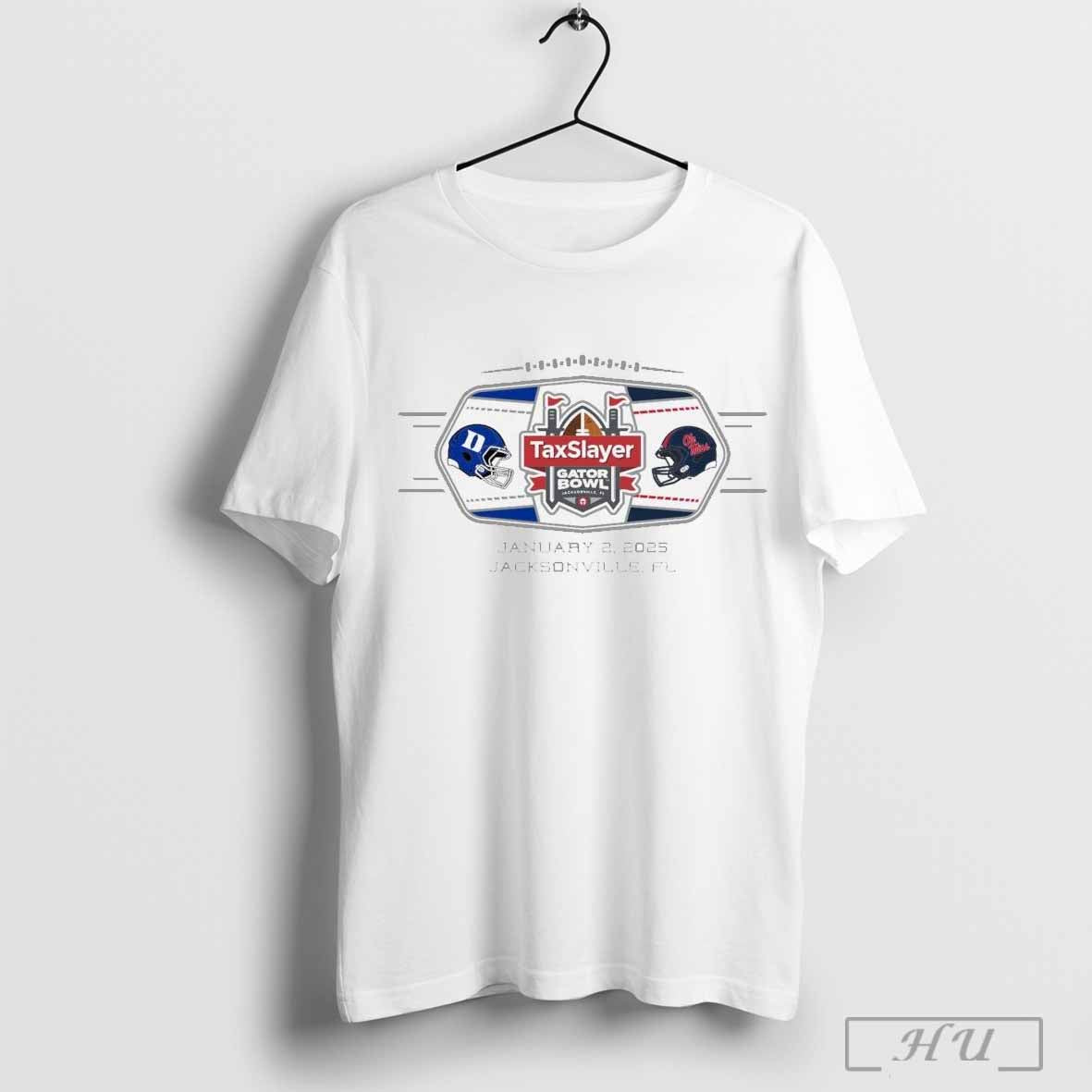 2025 Taxslayer Gator Bowl 2 Team Duke Blue Devils Vs Ole Miss Rebels January 2 2025 Head To Head T Shirt