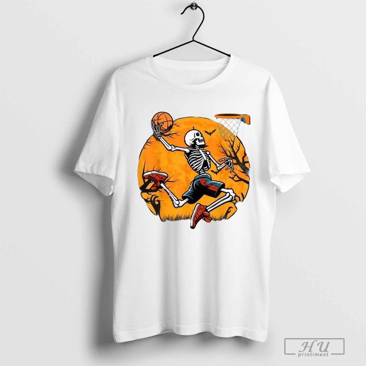 Skeleton Basketball Player Boys Scary For Halloween T-Shirt