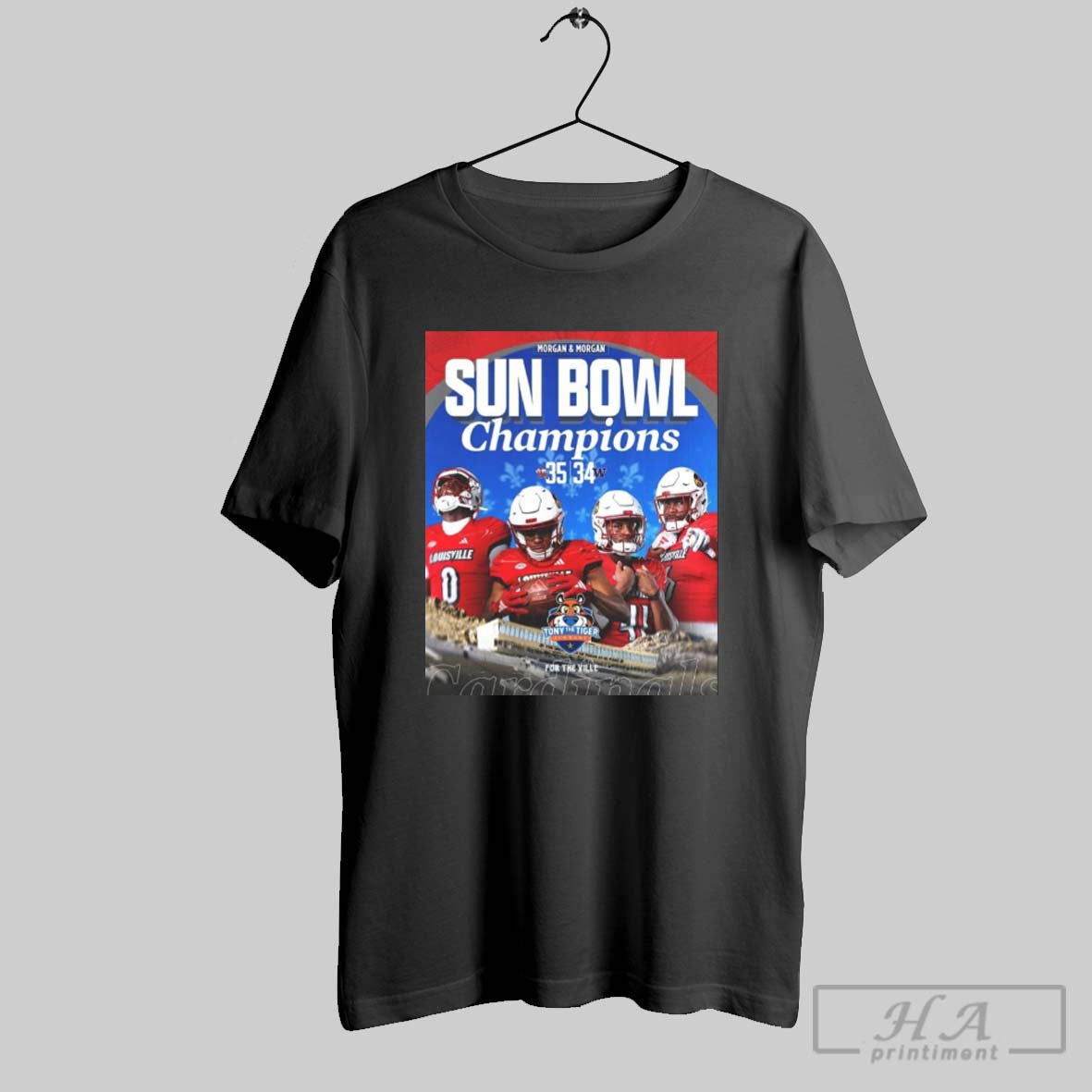 Official Poster Sun Bowl Football Champions Louisville Cardinals Win Washington Huskies Final Score 35 34 T Shirt