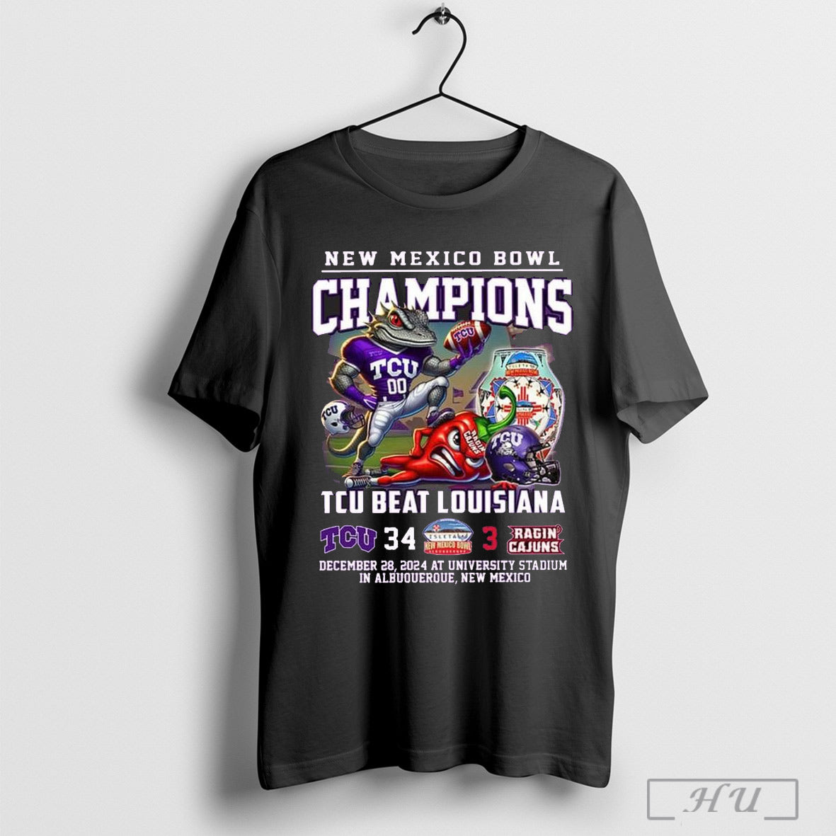 Tcu Horned Frogs Beat Louisiana 34 3 New Mexico Bowl 2024 Champions Mascot T Shirt