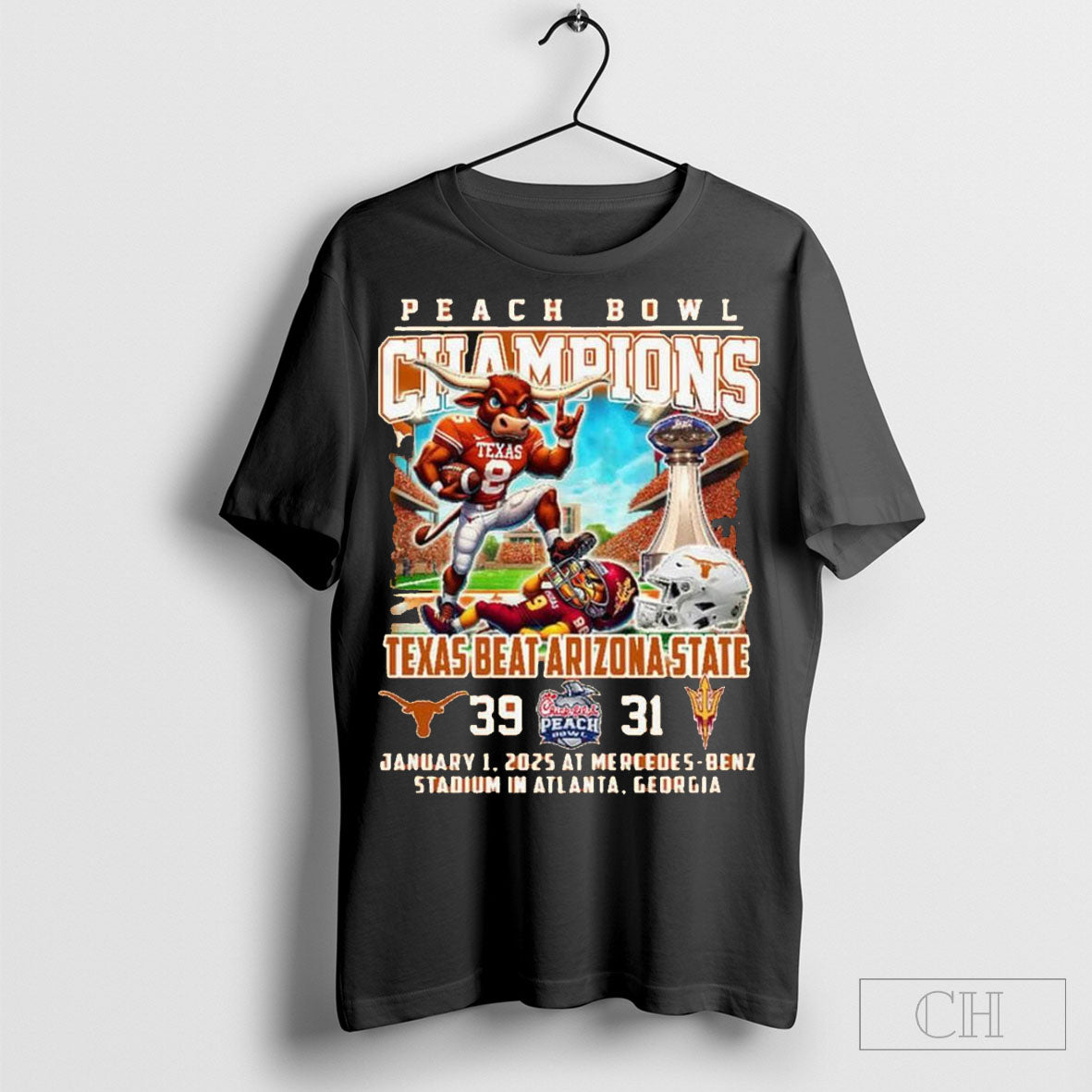 Official Texas Longhorns Beat Arizona State 2025 Peach Bowl Champions Shirt