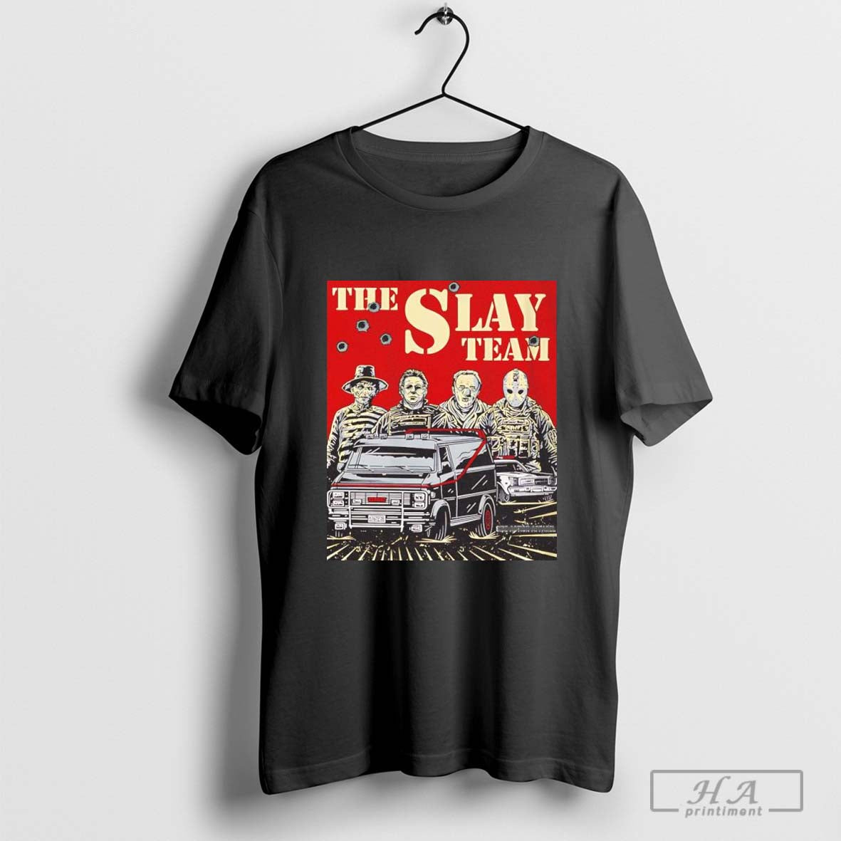 The Slay Team Horror movie character Halloween T-shirt