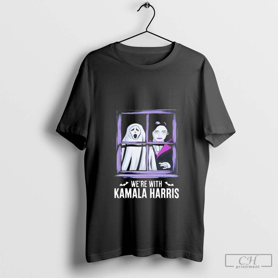 We’re with Kamala Harris Halloween ghost vampire shirt