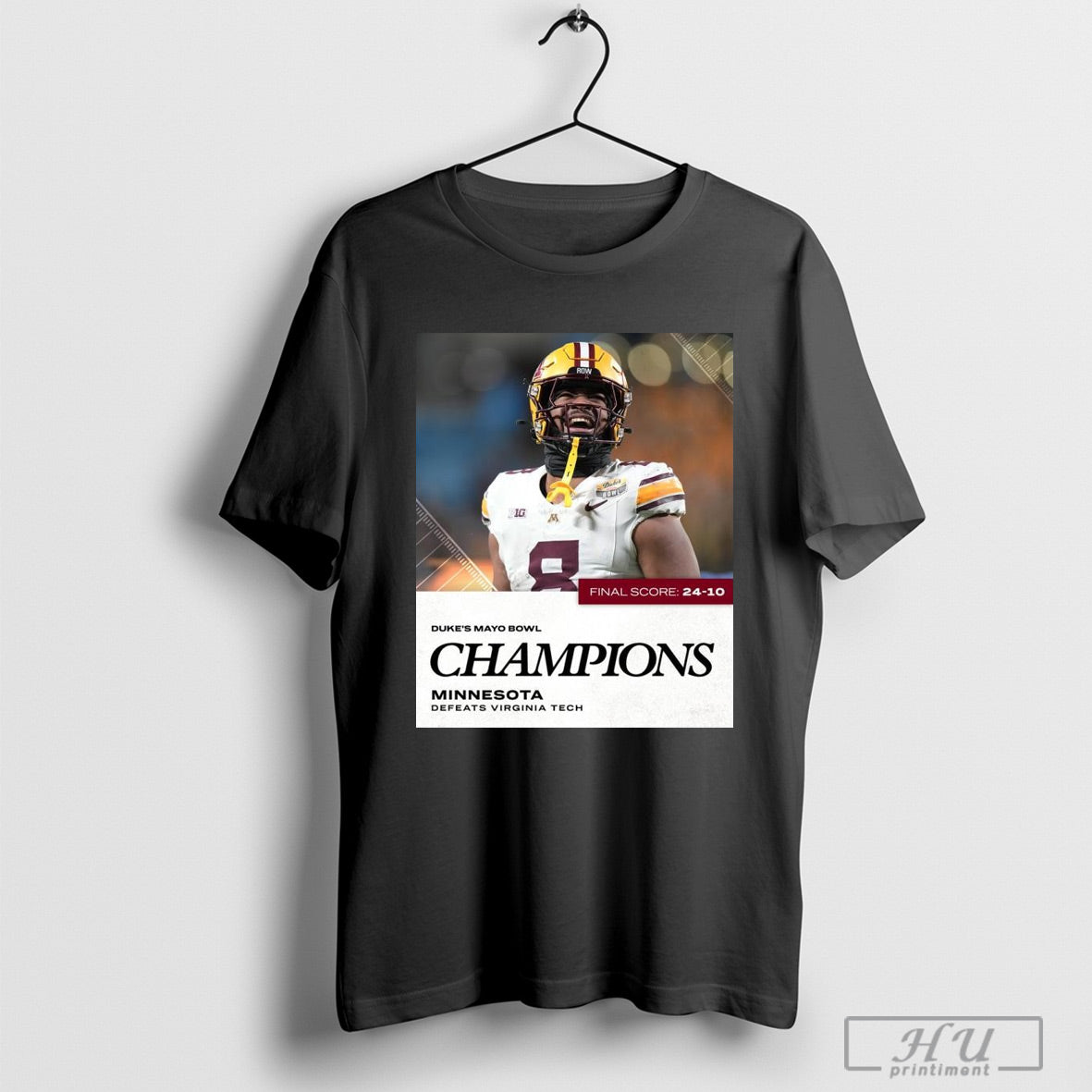 Poster Minnesota Defeats Virginia Tech Final Score 24 10 Dukes Mayo Bowl Football Row Champions T Shirt