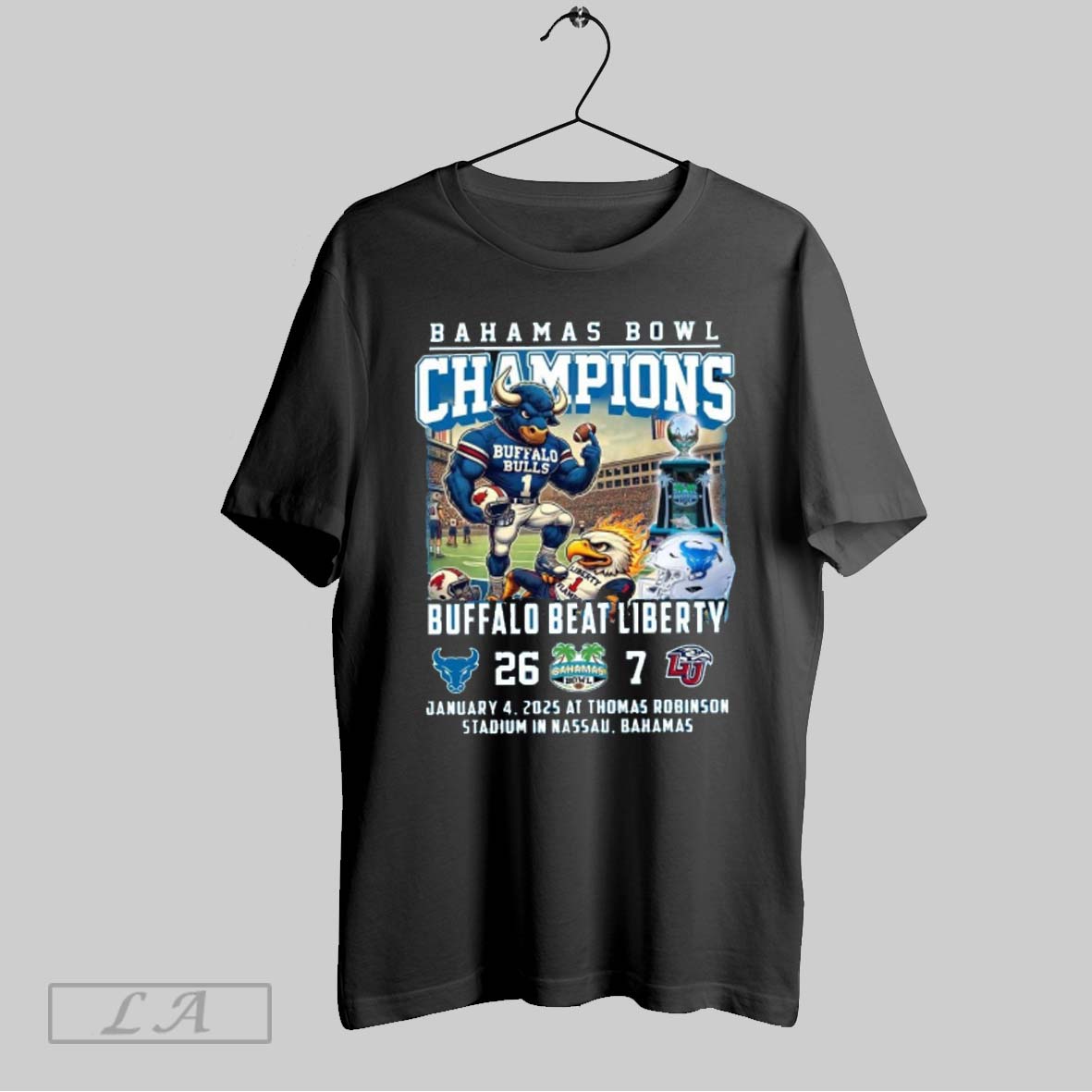 2025 Bahamas Bowl Champions Buffalo Beat Liberty 26 7 T Shirts