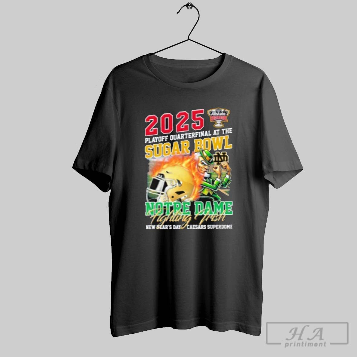 2025 Playoff Quarterfinal At The Sugar Bowl Notre Dame Football Helmet Shirt