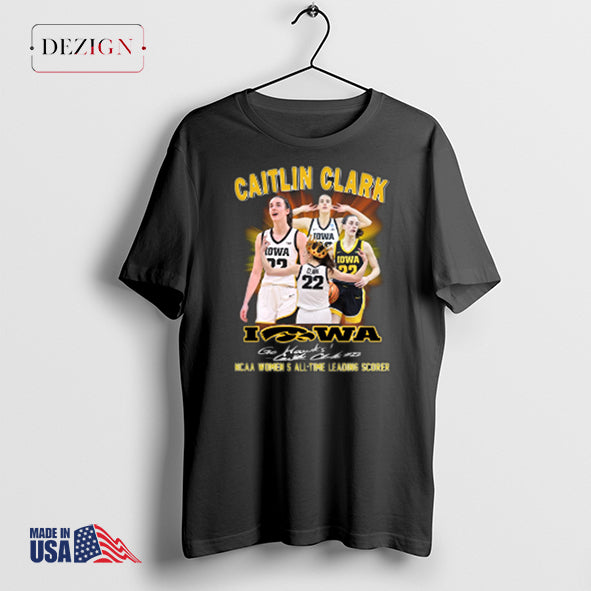 2024 Caitlin Clark Iowa Go Hawks NCAA Women’s All-Time Leading Scorer signature t-shirt