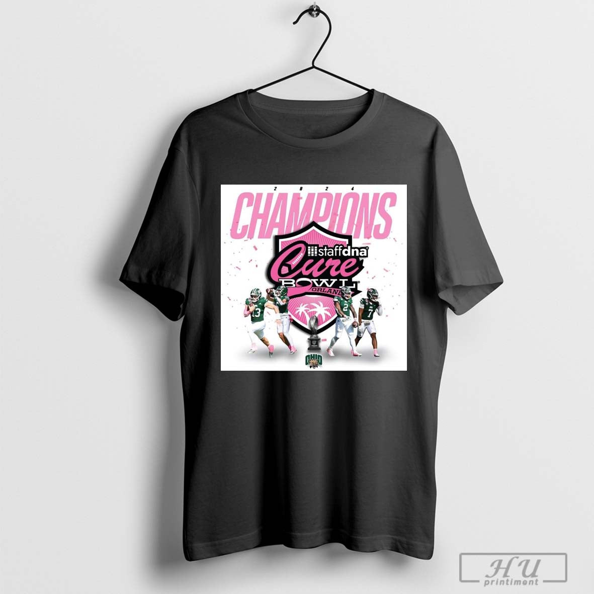 Ohio Bobcats Football 2024 Champions Staffdna Cure Bowl Orlando Poster