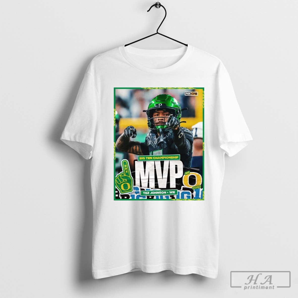 Official Poster Oregon Ducks Vs Penn State Nittany Lions Tez Johnson Wr Big Ten Championship Game Mvp T Shirt