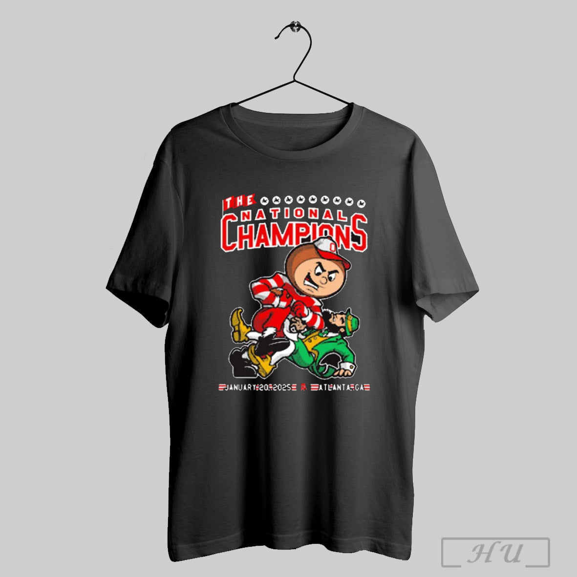 Ohio State Buckeyes Vs Notre Dame Fighting Irish The National Champions Jan 20 2025 Atlanta Ga Mascot T Shirt Sweatshirt Hoodies Poster