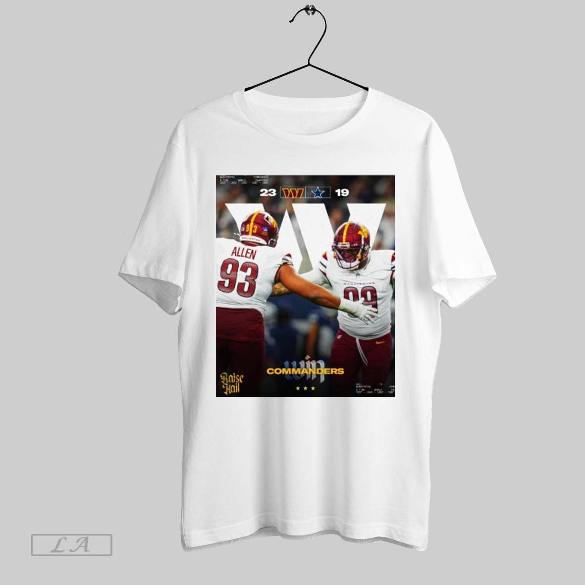 Official Washington Commanders Vs Dallas Cowboys 23 19 Score Raise Hail 5 Time World Champions Poster T Shirt