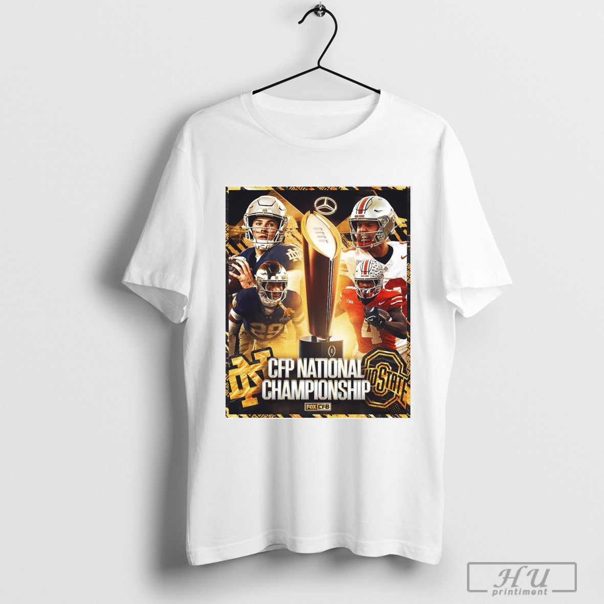 Official Poster Ohio State Buckeyes Vs Notre Dame Fighting Irish Cfp National Championship Fox Cfb T Shirt