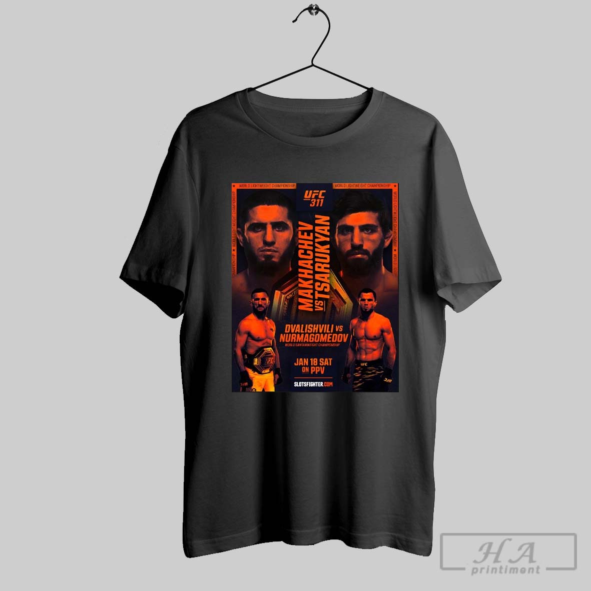 Official Ufc 311 Makhachev Vs Tsarukyan Dvalishvili Vs Nurmagomedov World Bantamweight Championship Jan 18 Poster T Shirt